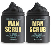 Body Prescriptions men's exfoliating scrub jar with twist-top lid for easy daily use.