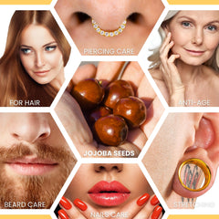 BodyJ4You jojoba oil used on ears and nose piercing care.