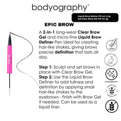 Epic Brow 2-in-1 duo combines shaping gel and precise pen in one tool.