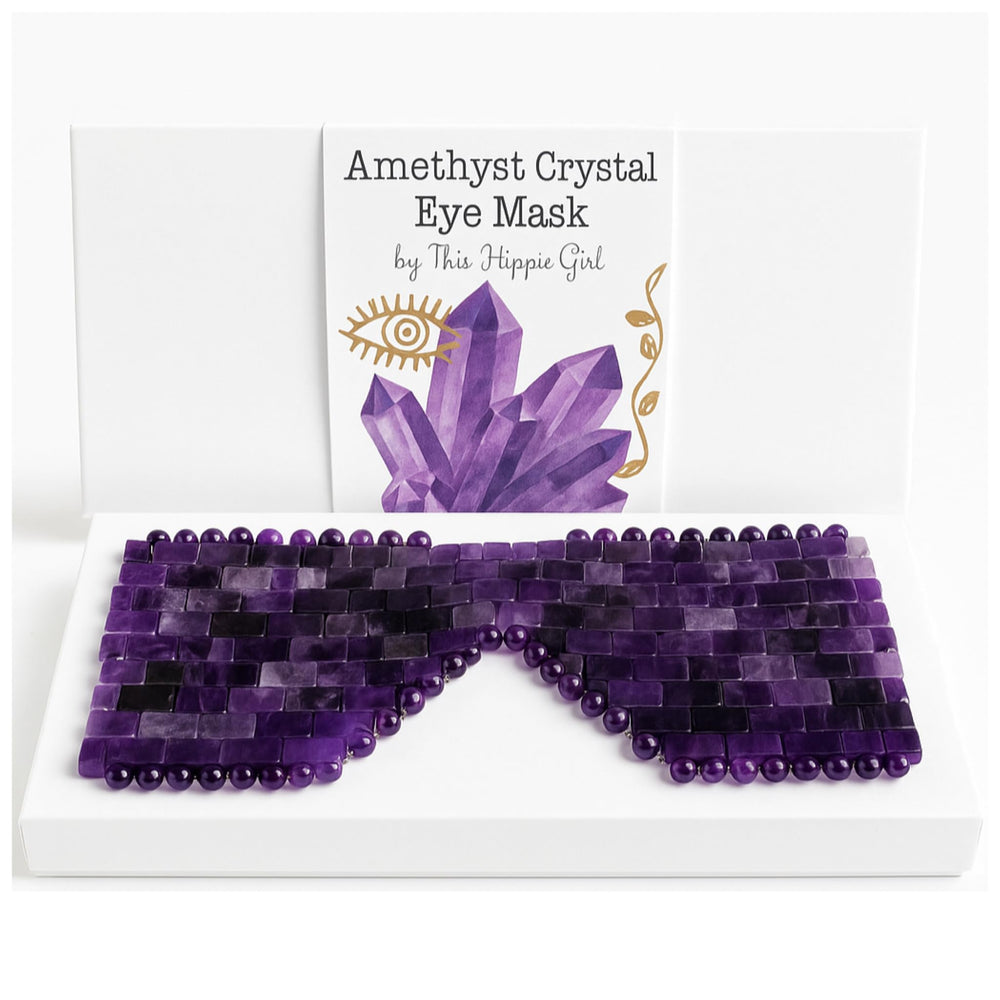 Boho Aromatic amethyst eye mask close-up crystal for cooling comfort during skincare