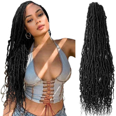 BOHOBABE faux locs crochet hair 24 inch with curly ends for natural movement.
