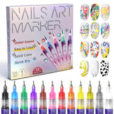 BOLOBLMEE 12-color nail art pens cap for precise control and smooth starts.