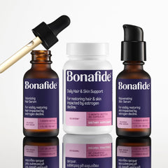 Bonafide Silvessa hair strands on head showcase shine and texture.