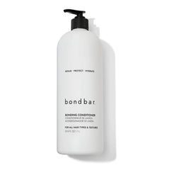 Bondbar conditioner bottle on display signaling bond repair and moisturizing protection.