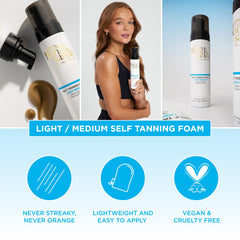 Bondi Sands self tanning foam close-up shows smooth dispensing.