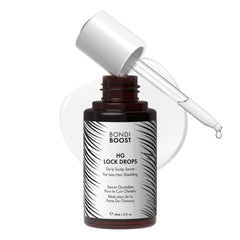 BondiBoost HG Lock Drops bottle showing lightweight scalp care benefits