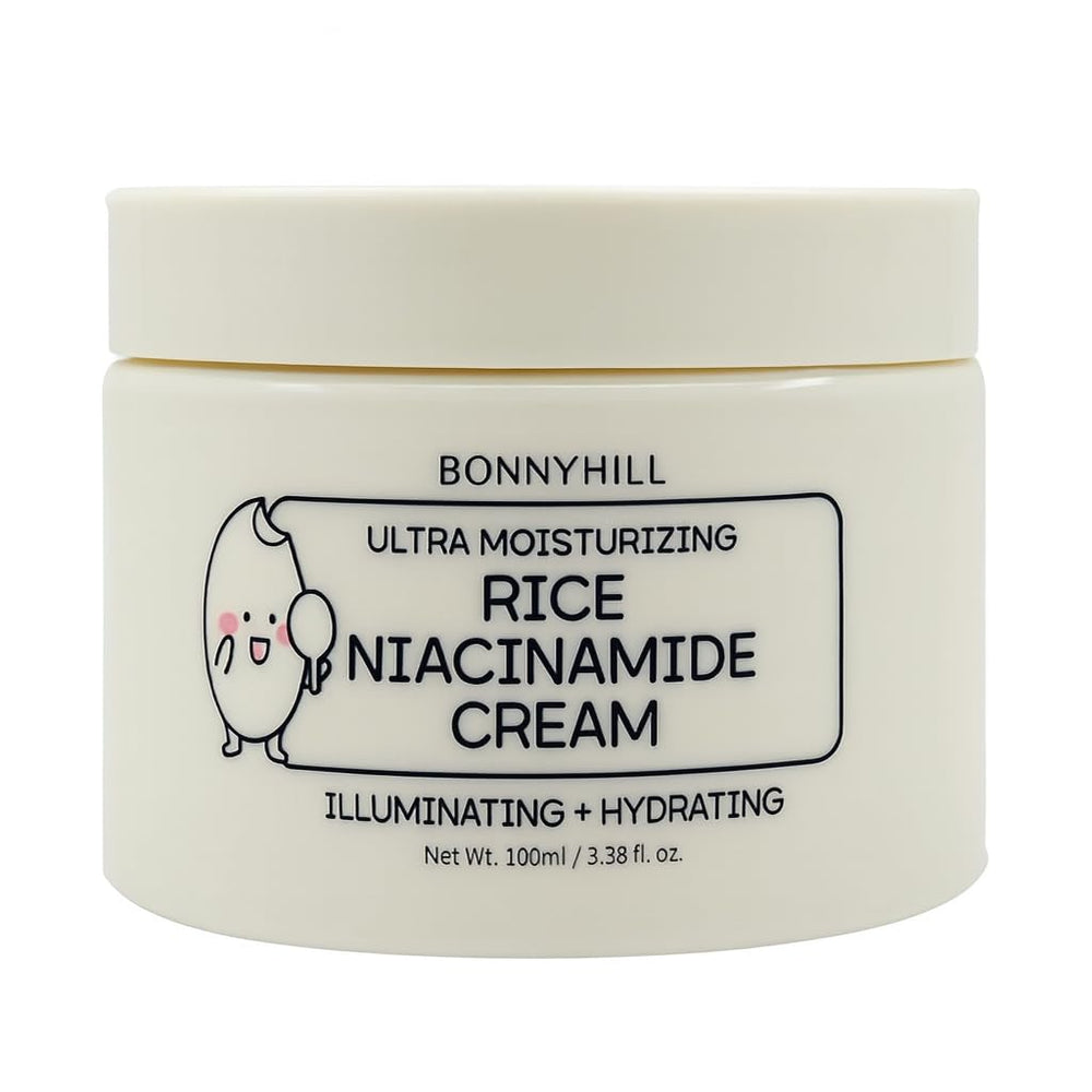 BONNYHILL Rice Niacinamide Face Cream front bottle shows lightweight hydration for all skin types