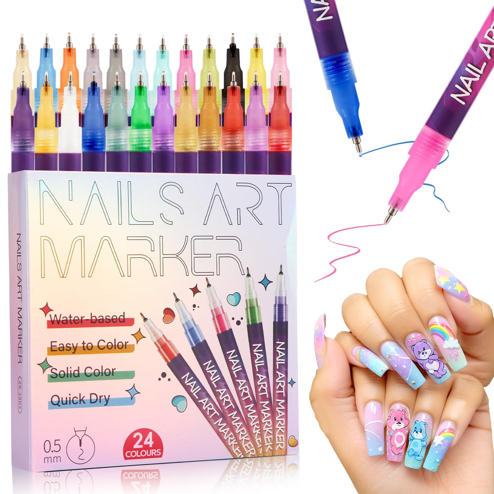 BONTOP 24-color nail art pens set for versatile design options on nails