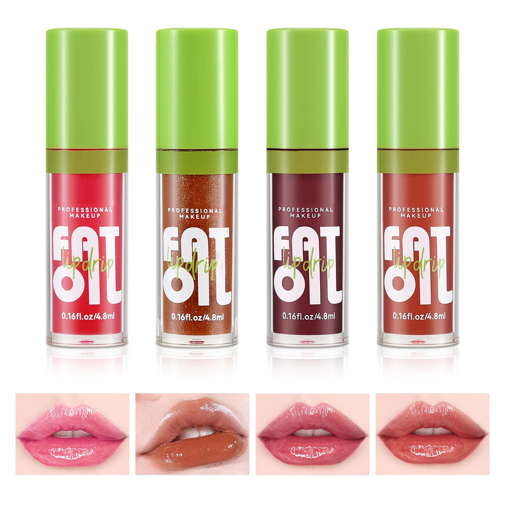 Boobeen 4pcs lip gloss set swatches show versatile shades for everyday looks.