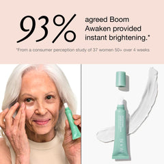 BOOM! by Cindy Joseph applying under-eye cream with fingertip for quick soothing hydration.