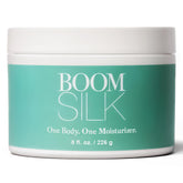 Boomsilk face moisturizer jar showing creamy texture for daily hydration.