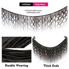 Boopwine body wave bundles 16 inch weft offers balanced length and natural-looking volume