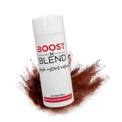 BOOST N BLEND hair fibers cover thinning areas with natural texture.