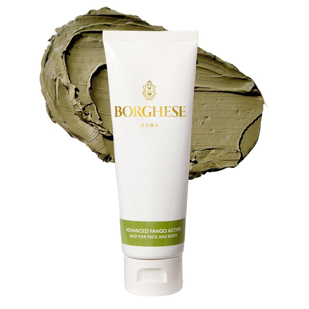 Borghese Advanced Fango mask tube front view highlighting spa-quality purification.