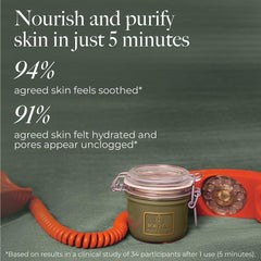 Borghese face mask application illustration demonstrating cleansing action and pore refinement.