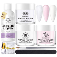Born Pretty acrylic nail kit clear powder bottle for smooth, durable nails