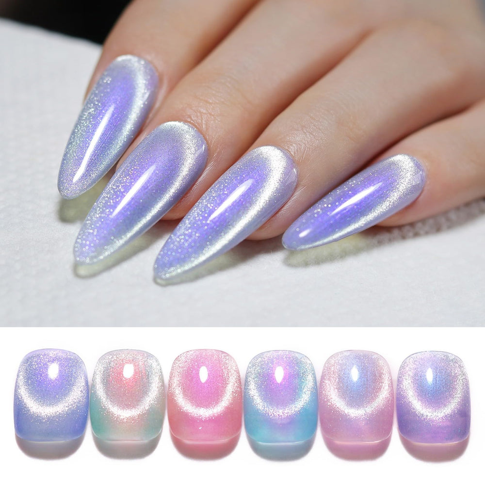 Born Pretty Auroras cat magnetic gel polish set with aurora shimmer for glossy nails