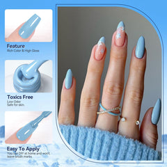 Born Pretty crushed reflective blue gel polish close-up with subtle glitter for party-ready shine.