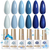 Born Pretty light baby blue gel nail polish swatch for a fresh everyday look with smooth coverage.