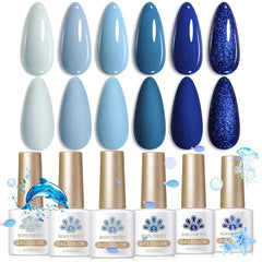 Born Pretty light baby blue gel nail polish swatch for a fresh everyday look with smooth coverage.