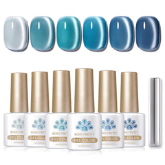 Born Pretty blue water magnetic gel nail polish bottle showing vibrant color and magnetic shimmer