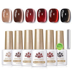 Born Pretty brown burgundy wine gel polish swatch with rich color and gloss
