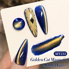 Close-up of cat-eye magnet effect on Born Pretty gel manicure.