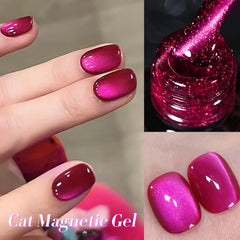 Born Pretty Cat Eye Magnet Gel provides quick cat-eye pattern on Dragon Fruit pink