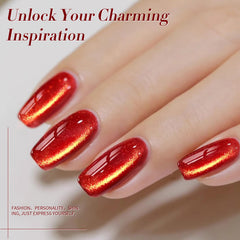 Born Pretty Cat Magnetic Eye Gel Nail Pattern with magnet demonstrates shimmering pattern creation.