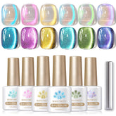 Born Pretty Cat Magnetic Eye Gel Polish Aurora Blue swatch showing magnetic shimmer for salon-ready art