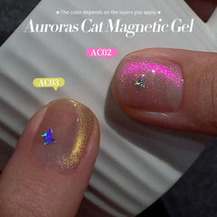Born Pretty Cat Magnetic Eye Gel Polish Aurora Pink swatch highlighting holographic glitter