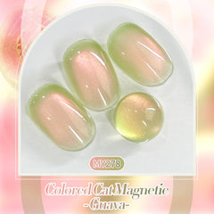Close-up of magnet activating the cat-eye pattern on nails.
