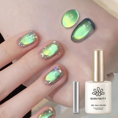 Born Pretty Cat Magnetic Gel Nail Polish in green bottle with vivid color and gloss.