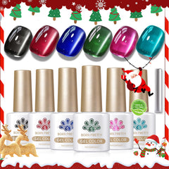 Born Pretty Christmas Cat Magnetic Eye black gel polish for dramatic glossy finish.