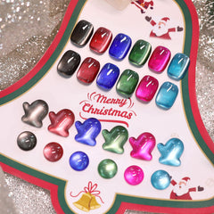 Born Pretty Christmas Cat Magnetic Eye green gel polish for bright festive style.