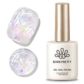 Born Pretty glitter gel nail polish bottle close-up showing multicolor sequins for dazzling manicure