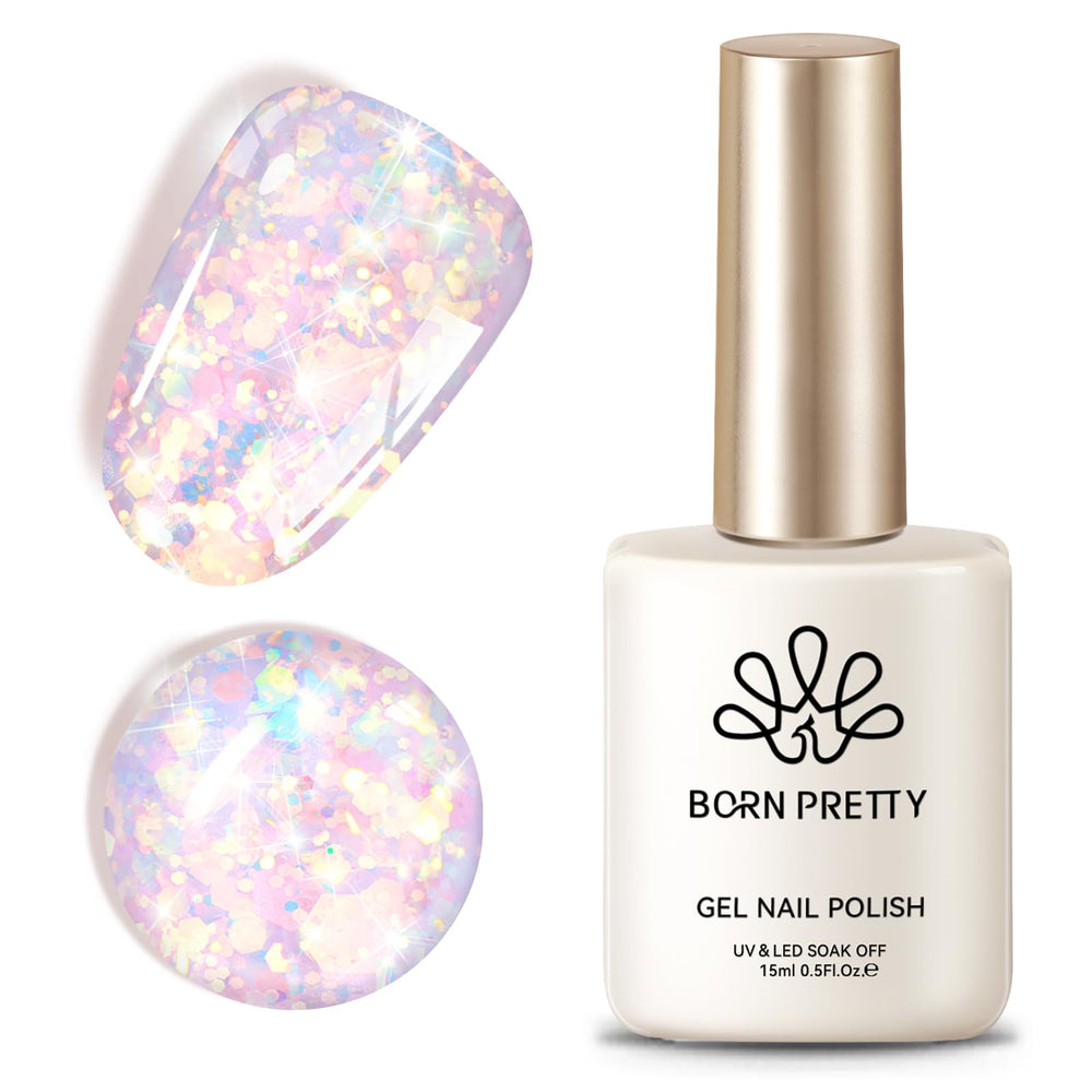 Born Pretty pink glitter gel polish with pink sequins for radiant nails