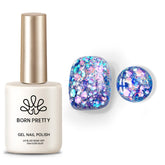 Born Pretty glitter gel polish with sequins for vibrant multicolor nail art at home