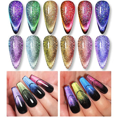 Born Pretty holographic gel swatch displays a prismatic shimmer in light.