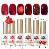 Born Pretty jelly burgundy gel polish with ruby red glitter cat-eye for salon-like nails