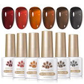 Born Pretty jelly gel amber crystal brown swatch for warm fall manicure