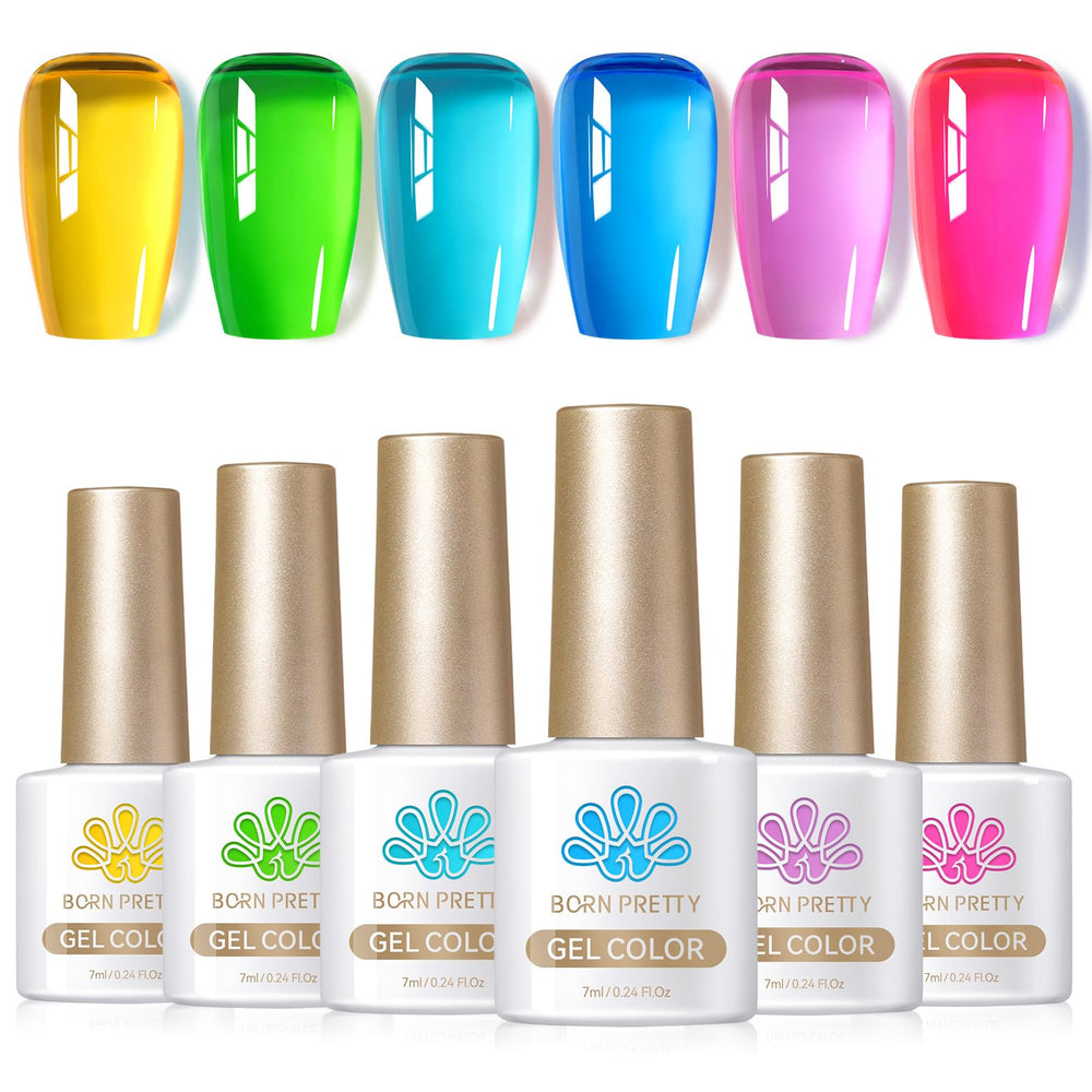 Born Pretty jelly gel nail polish in hot pink with glassy translucent finish for DIY nails