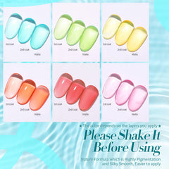 Born Pretty jelly gel nail polish set in red pastel adds translucent depth