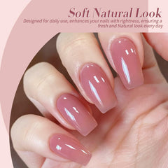 Born Pretty jelly nude pink swatch panel showing translucent to sheer finishes
