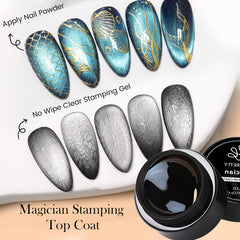 Brush stroke with Magician Top Gel for smooth, even application.