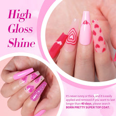 Nails styled with Born Pretty pink gel manicure for a glossy finish.