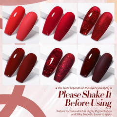 Born Pretty red gel nail polish set wine red shade for elegant manicure.