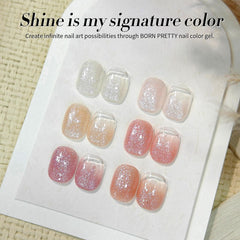 Born Pretty swatch of glitter gel on nail showing rich shimmer