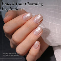 Close-up of Born Pretty silver glitter gel on nail