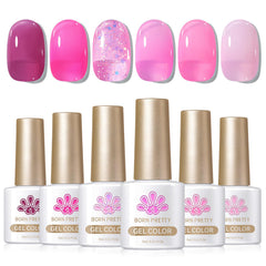 Born Pretty translucent pink gel layering closeup demonstrates customizable coverage